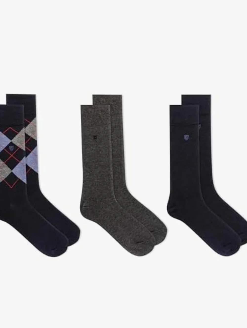 3-Pair Chaps Mens Combed Cotton Premium Dress Socks Double Comfort Cuff OSFM